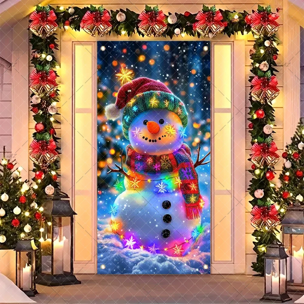 عيد الميلاد روح الدعابة سانتا كلوز والأيائل الباب راية زينة الحفلات داخلي في الهواء الطلق شرفة غطاء الباب لوازم هدايا احتفالية #2