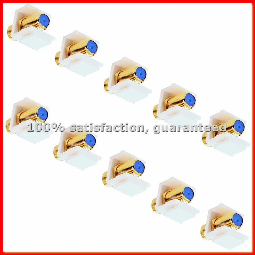 10-Pack RG6 Jack Insert, Coaxial Cable Connector F-Type RG6 Connectors for Wall Plate and Patch Panel-A68X
