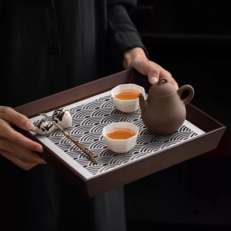 Bamboo Luxury Tea Tray Accessories Gongfu On Table Original Designer Tea Tray Kitchen Vintage bandejas de madera Tea Supplies