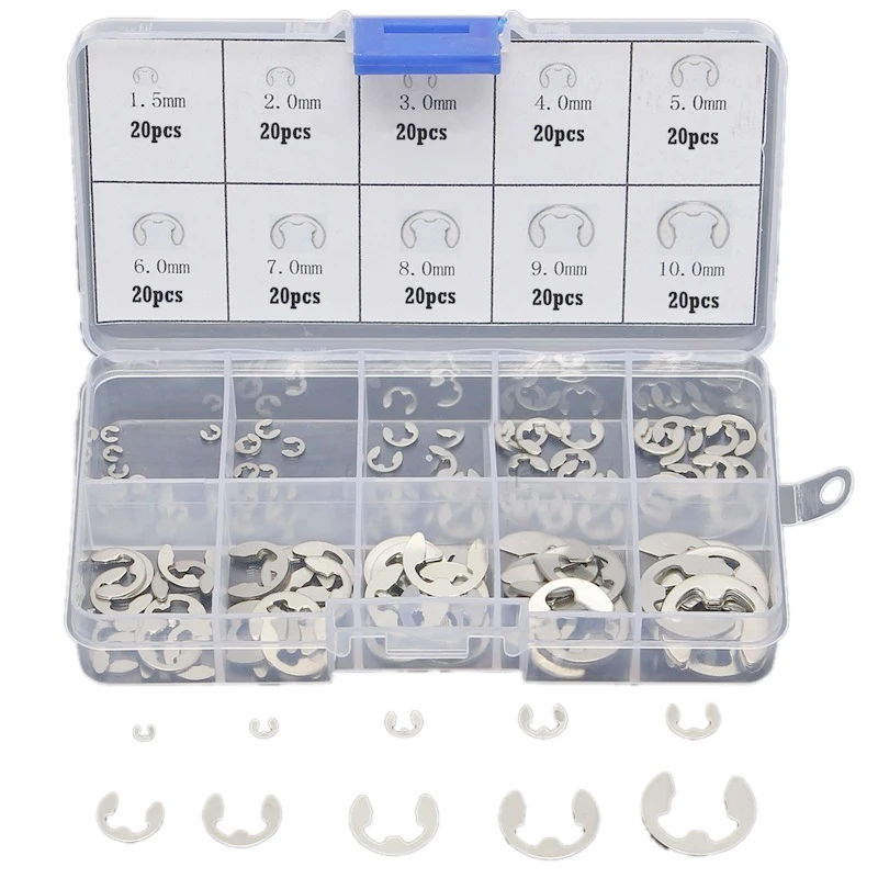 

120 PCS 304 Stainless Steel E Clip Washer Assortment Kit for Shaft Fastener M1.5-M10