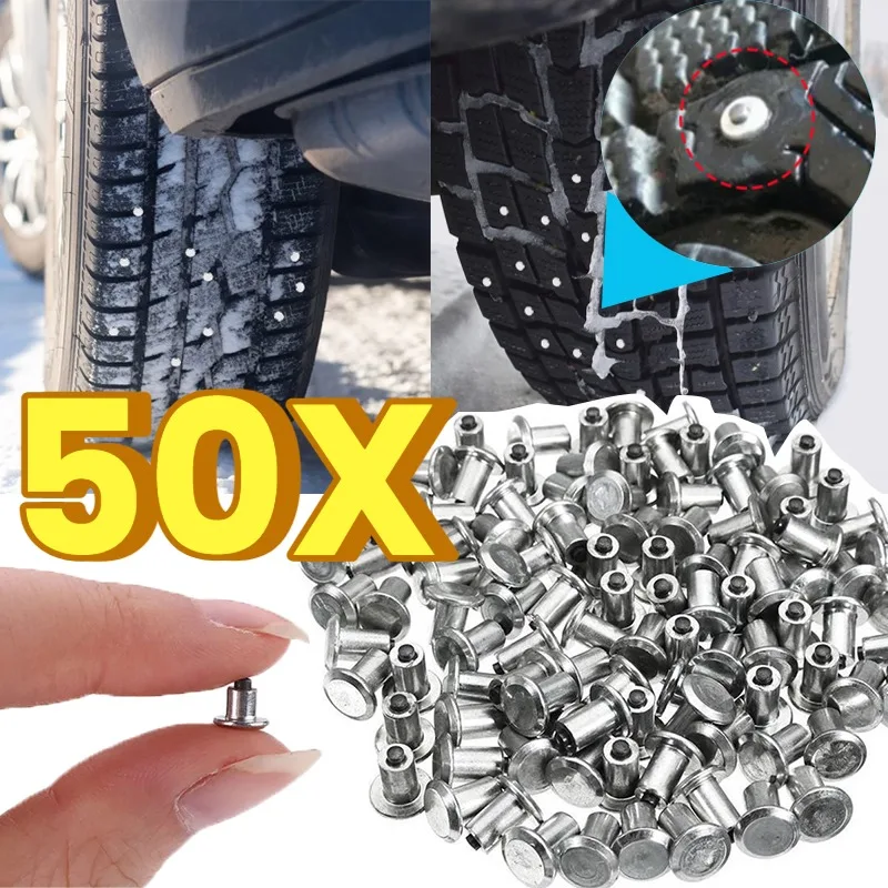 

1-50PCS Winter Anti-skid Car Snow Tire Studs Solid Wear-resistant Tungsten Steel Studs Fastening Anti-skid Car Accessories