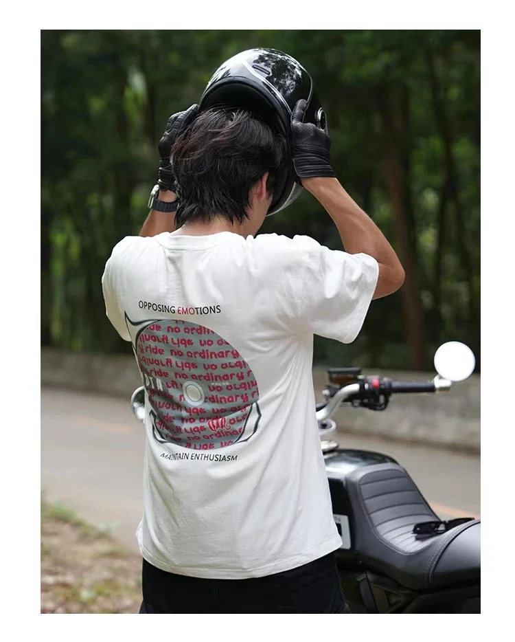 

2025 Cycling T-shirt Summer Heavy American Cotton T-shirt Motorcycle Motorcycle T-shirt Men&Women Printed Short-sleeved T-shirt