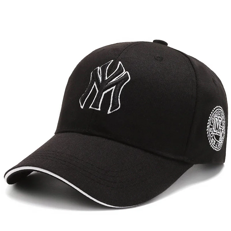 Boné Casual Ajustável de Algodão com Bordado de Letras Brooklyn Retrô Preto Moderno para Homens - Chapéu de Sol Hip Hop para Todas as Estações