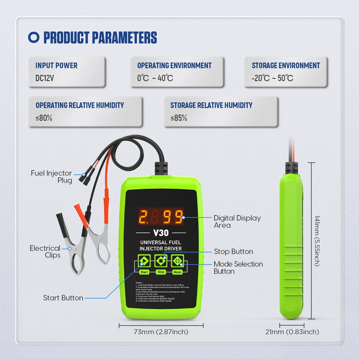 Mrcartool v30 Einspritz ventil Tester Reiniger 6 Impuls modi DIY Reinigungs werkzeug Kit 12V Auto Einspritz ventil Spül reiniger Adapter