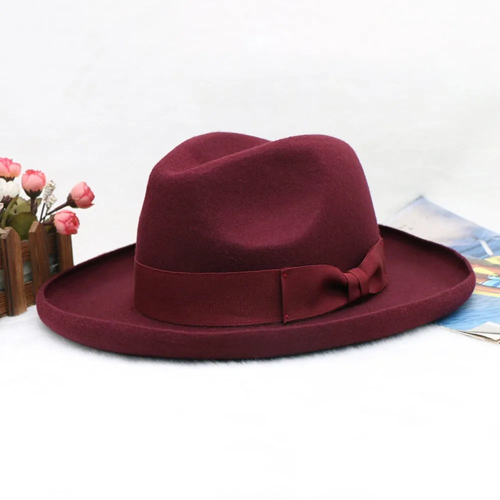 

Wool Cowboy Hat Bow Men's Jazz Hat Autumn Winter