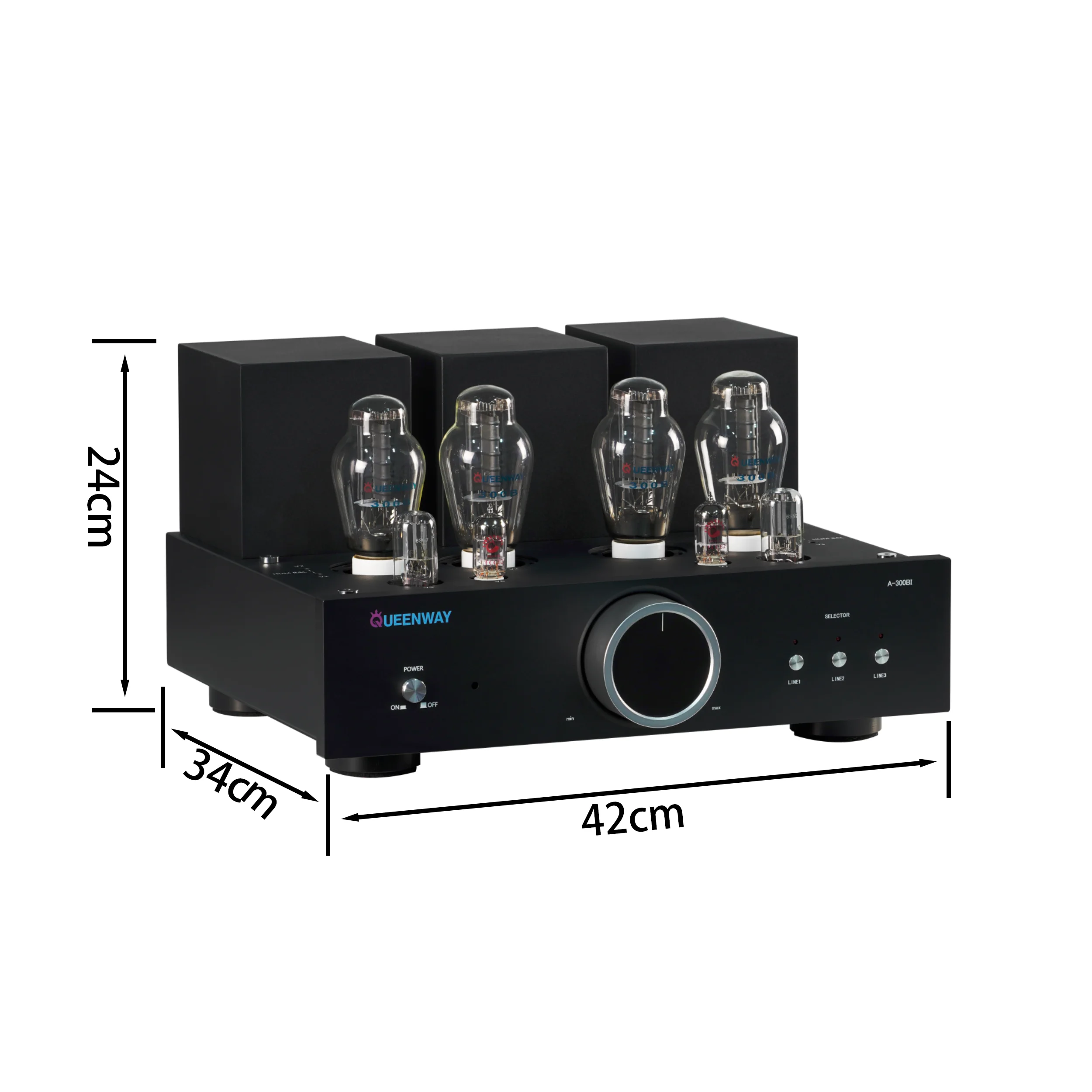 Queenway A-300BI Psvane 300B 4 szt. Zintegrowany lampowy wzmacniacz próżniowy klasy A 18 W * 2 z pilotem i wzmacniaczem MagneticTube linii Cayin