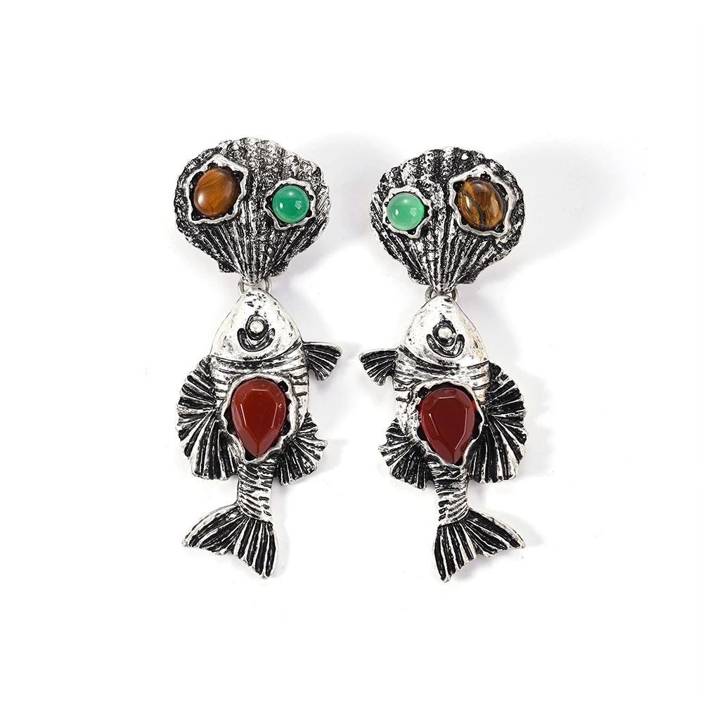 

Fish Earrings Pendant Zircon Inlay Cute Marine Animal Jewelry Female Gift Charm New Year's Accessories Birthday Gift