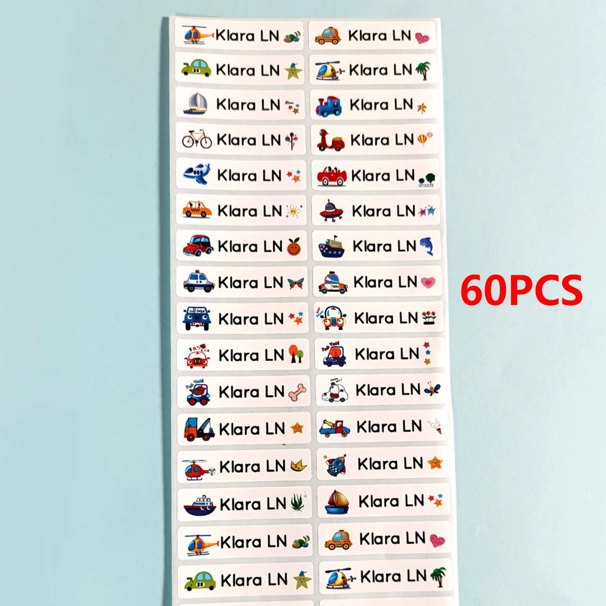 60 szt./120 szt./180 szt./240 szt. Personalizowane etykiety z własnym tekstem, wodoodporne naklejki z imieniem, personalizowane artykuły papiernicze, naklejki na zamówienie.