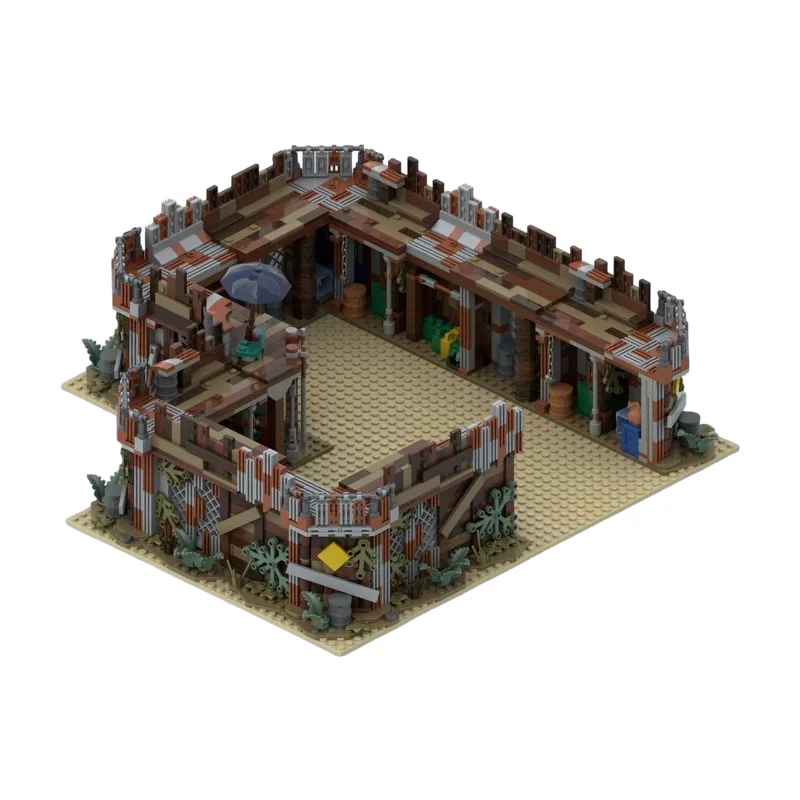 

Post-apocalyptic Modular Wasteland Camp - Barricades V1 MOC, Post-apocalyptic Roadblock Model, DIY Assembly Bricks 718PCS