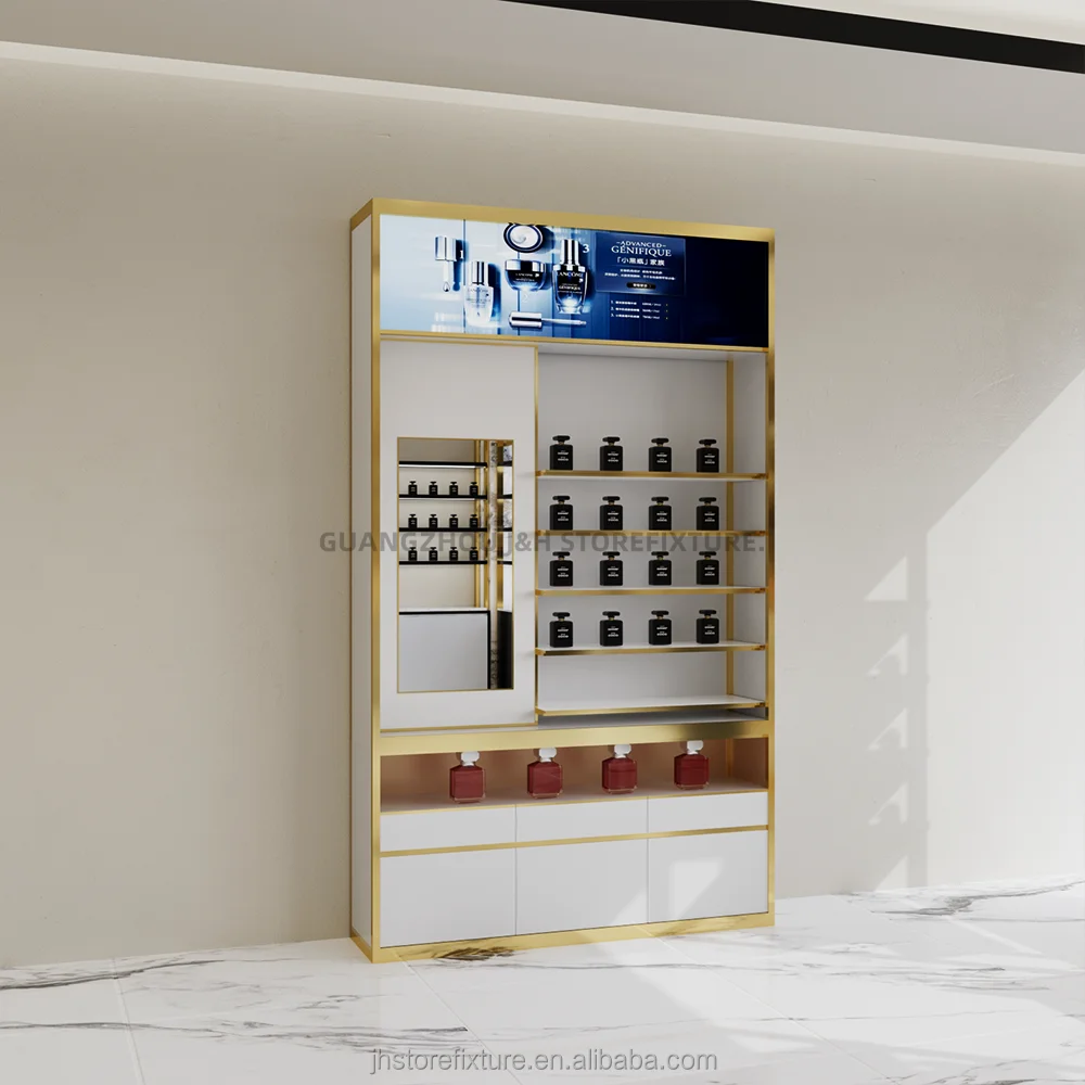 Custom. Custom. Custom. Hot Koop Retail Parfum Parfum Kiosk Muur Display Plank Houten Plank Parfum Cosmetische Winkel Interieur Ontwerp