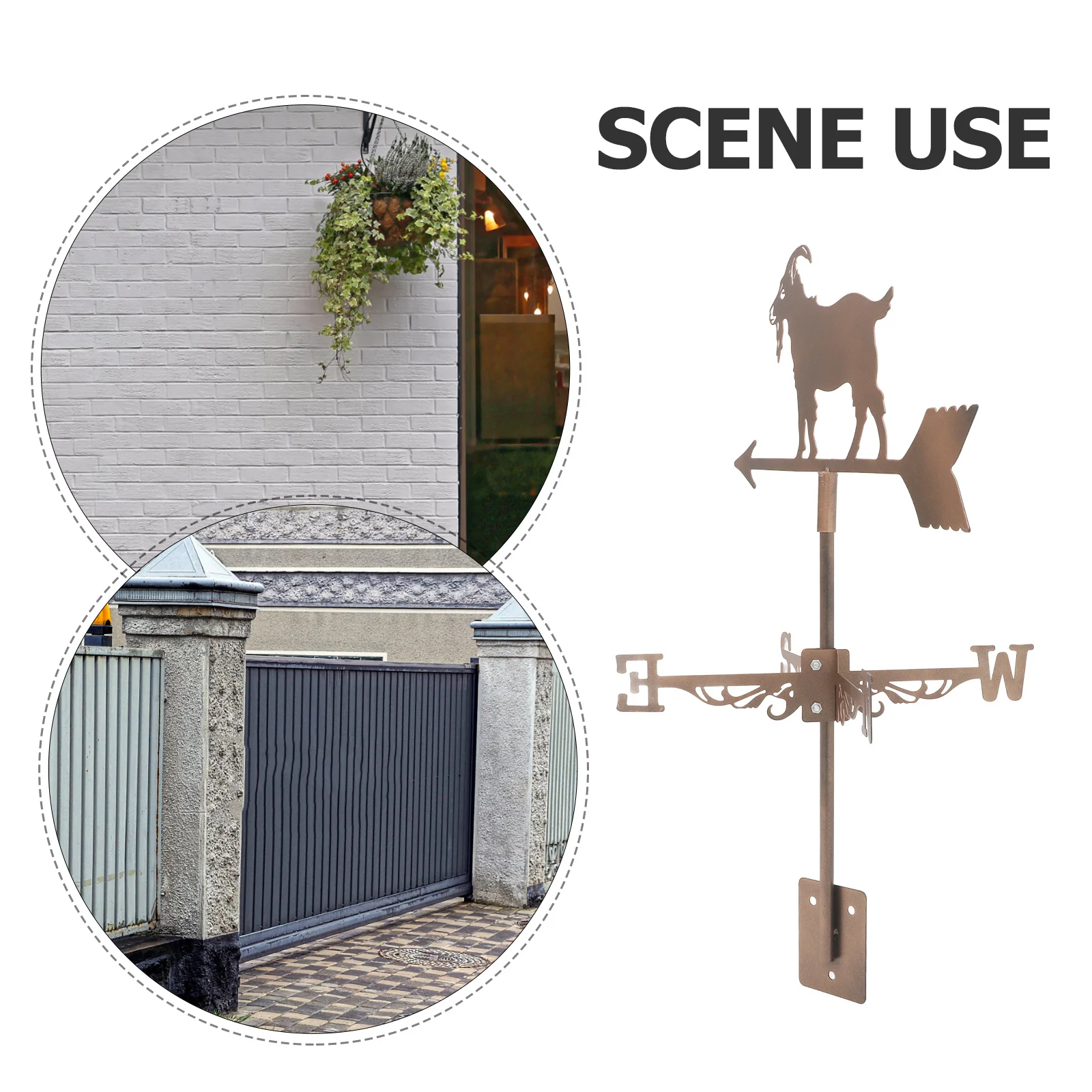 ريشة الرياح المعدنية المزخرفة للسقف الخارجي والحديقة والفناء ومؤشر اتجاه الرياح الحيوانية من الفولاذ المقاوم للصدأ مع دعامة الناهض