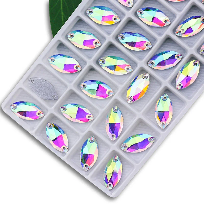 

AB Colors Horse Eye Shape Glass Sew On Rhinestones Glitter Flatback стразы Crystal Strass for DIY Crafts Clothes Shooes