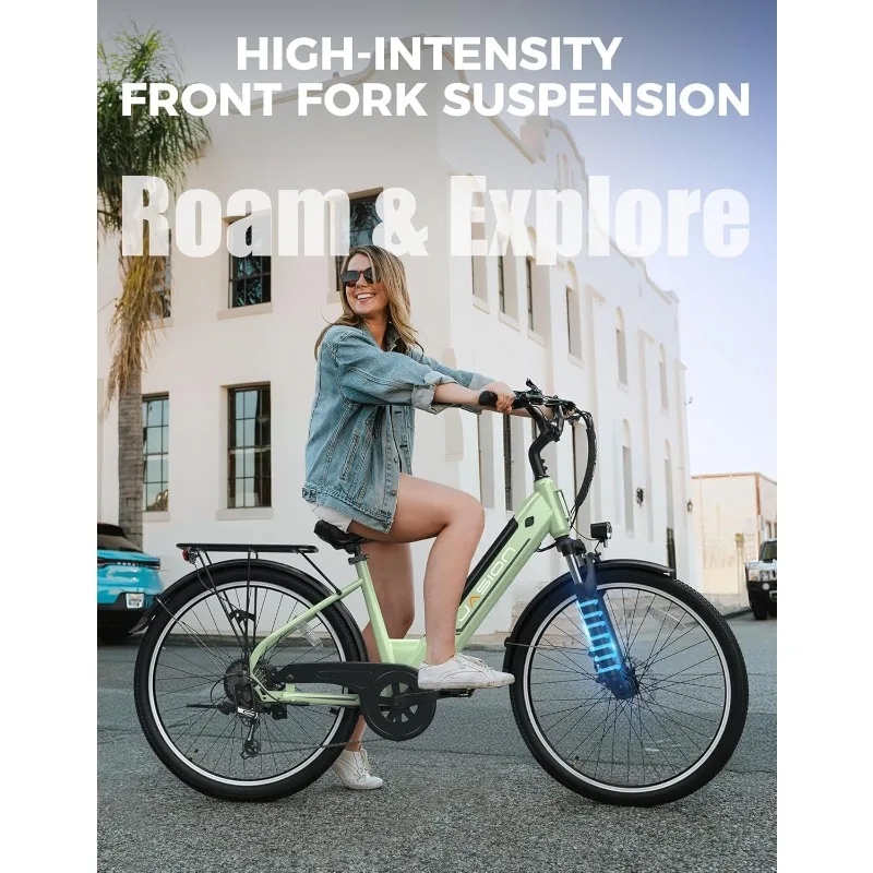 Bici elettrica Roamer ST per adulti, motore di picco 1200 W max 62 miglia e 28 MPH City Cruiser Ebike, 26 '' Commuter Ebike, 528WH Re
