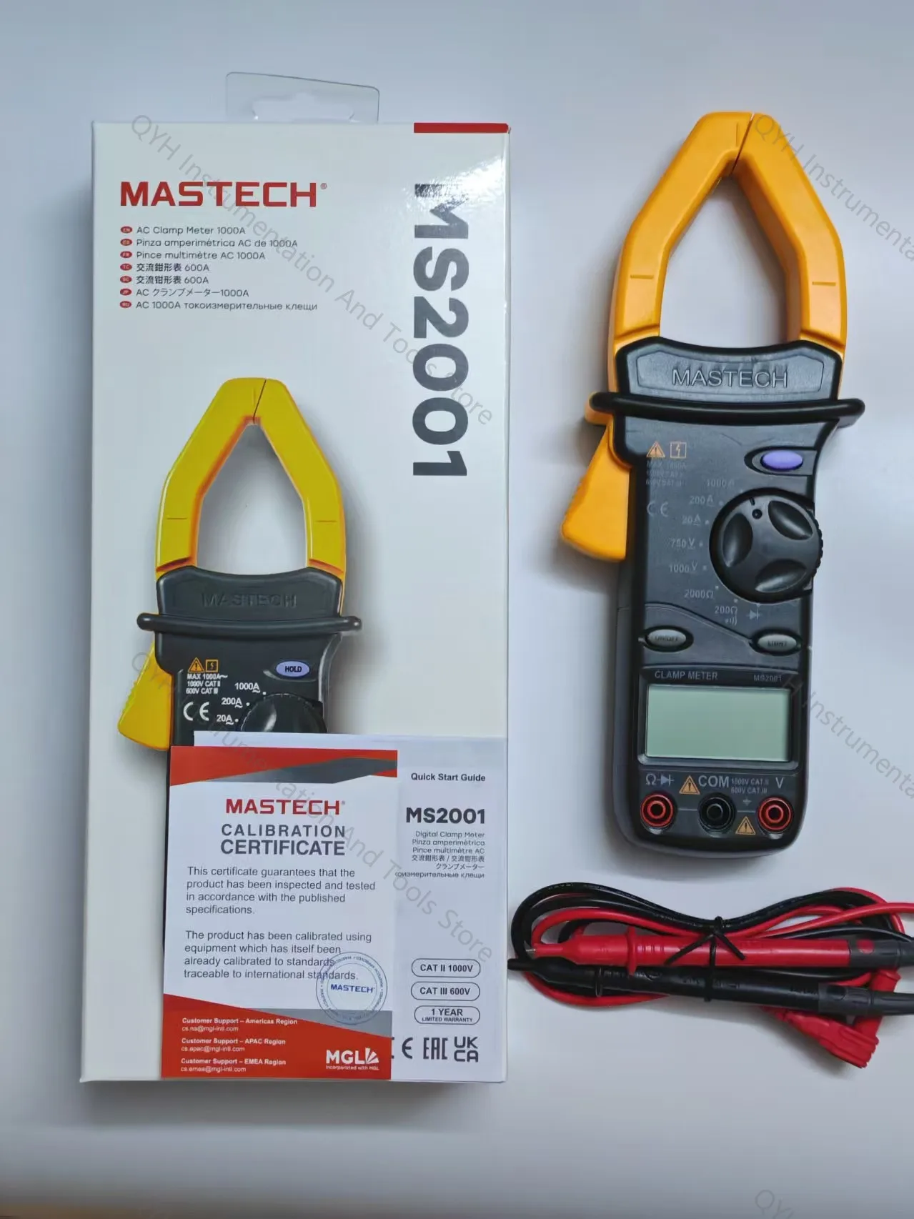 

MASTECH MS2001 Цифровые клещи 1000A Вольтметр переменного/постоянного тока Удержание данных с подсветкой Высокоточные клещи переменного тока