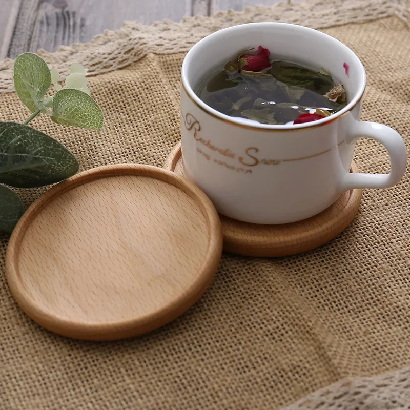 1PC massief walnoothout onderzetter rond vierkant beukenhout bekermat duurzaam hittebestendig thee koffiekopje pad placemats