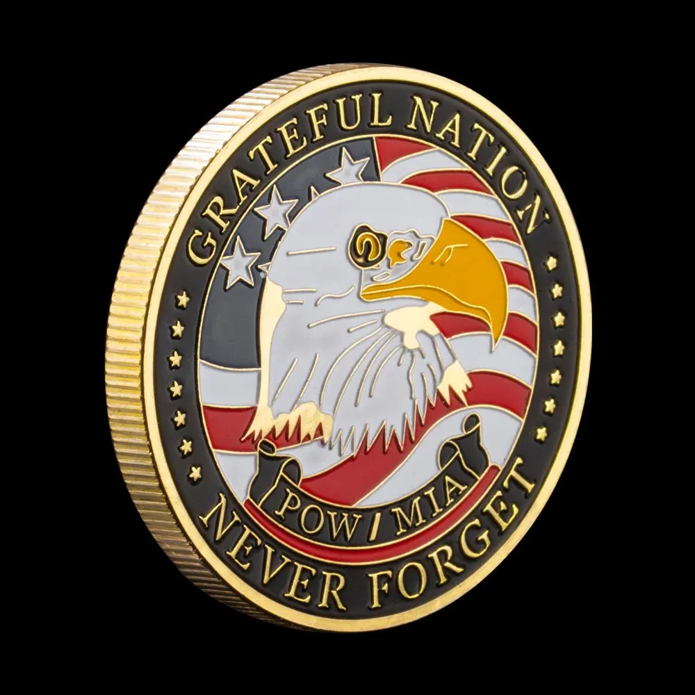 USA POW/MIA Souvenir Collectibles Grateful Nation Never Forget Honor Coin Commemorative Coins Gold Plated Challenge Coin