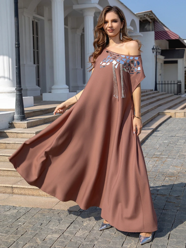 Eid Dubai Party Dress Women Women Jalabiya Abaya Ramadan Long Dresses Abayas Woman Sequins Kimono Robe Caftan Vestidos 2024