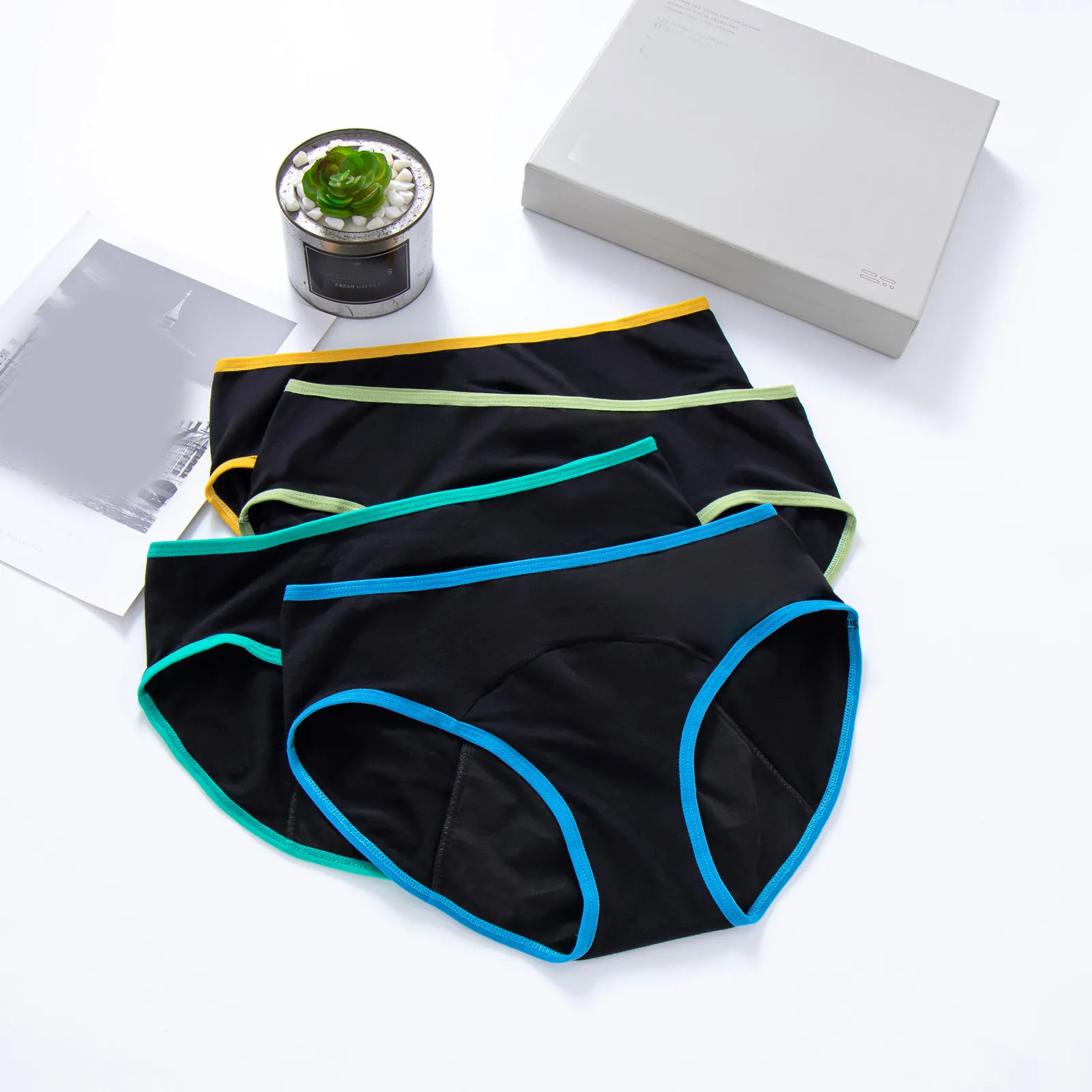 3 قطعة ملخصات الفسيولوجية النسائية فتاة سراويل الحيض السيدات فترة مانعة للتسرب اللباس الداخلي منتصف الخصر الحرير الجليد الملابس الداخلية