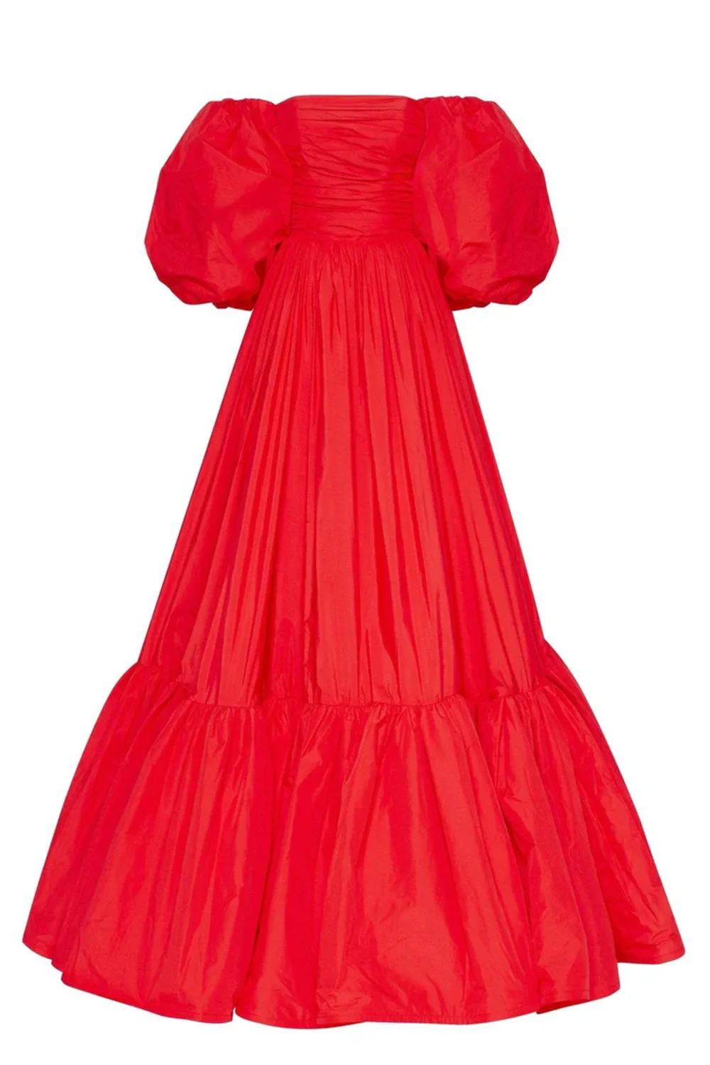 Cathy Red Off the Shoulder Prom Dresses A-line Puffy Sleeves فساتين السهرة Elegant Floor-length Taffeta Vestidos De Noche 2024