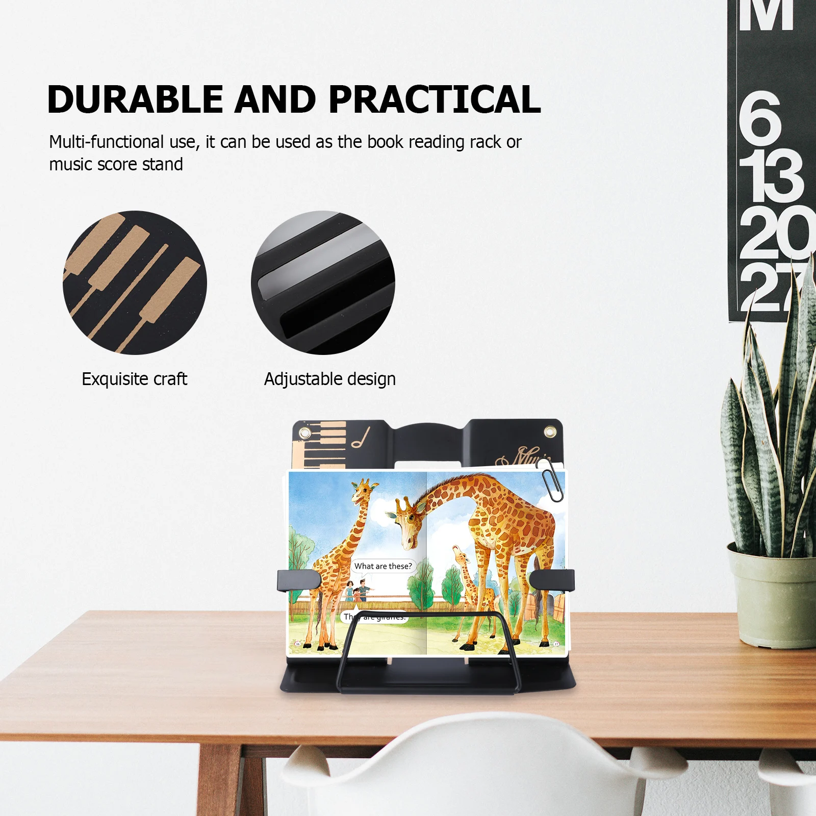 

1pc Adjustable Book Rack Household Reading Stand Music Score Stand For Home Office Classroom Library Desktop Book Holder