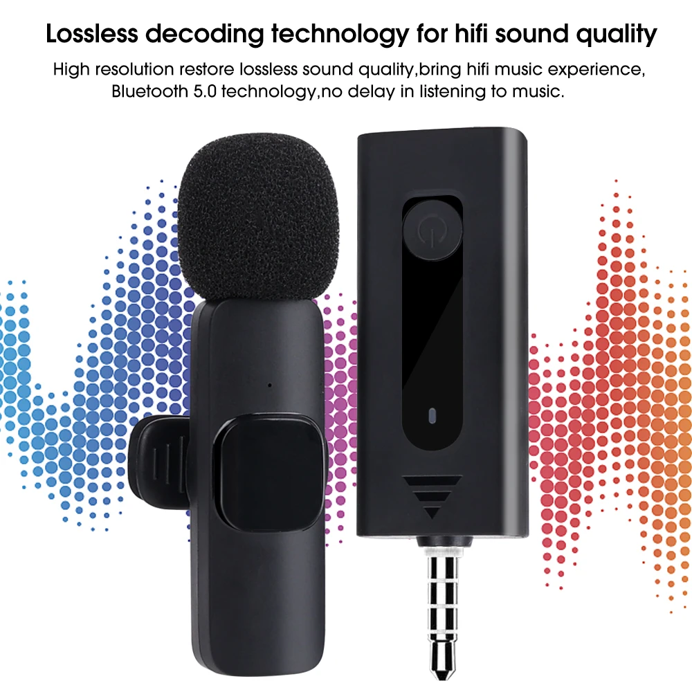 Wireless Lavalier Microphone Bluetooth 5.0 Recording Mini Mic for iPhone Android Live Broadcast Camera PC Phone Lapel Microphone