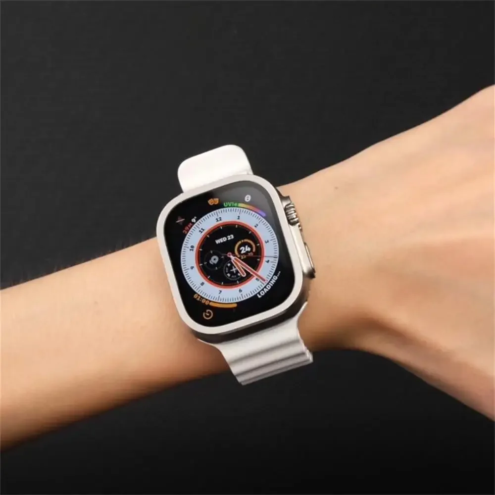 Displayschutzfolie für Apple Watch Ultra 4 49mm Gehäuse Zubehör Metallrahmen + Panzerglas iWatch Ultra 3/2 49mm Lünettenring – Detail 1