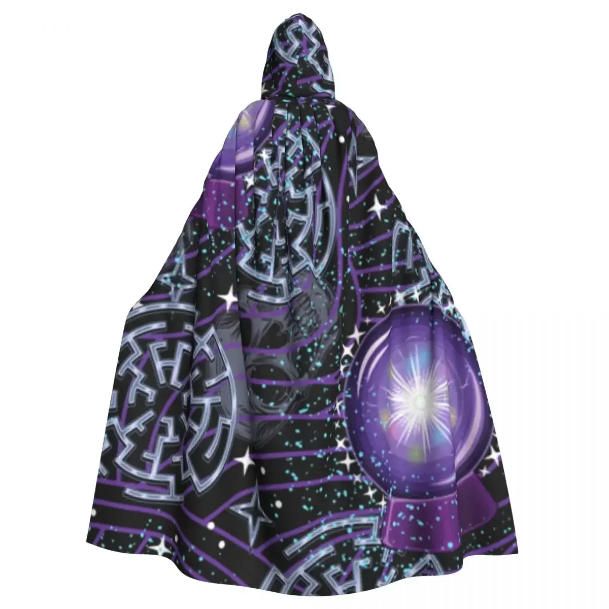 

Magic Ball Skull Pattern Hooded Cosplay Costume Halloween Adult Long Party Cape