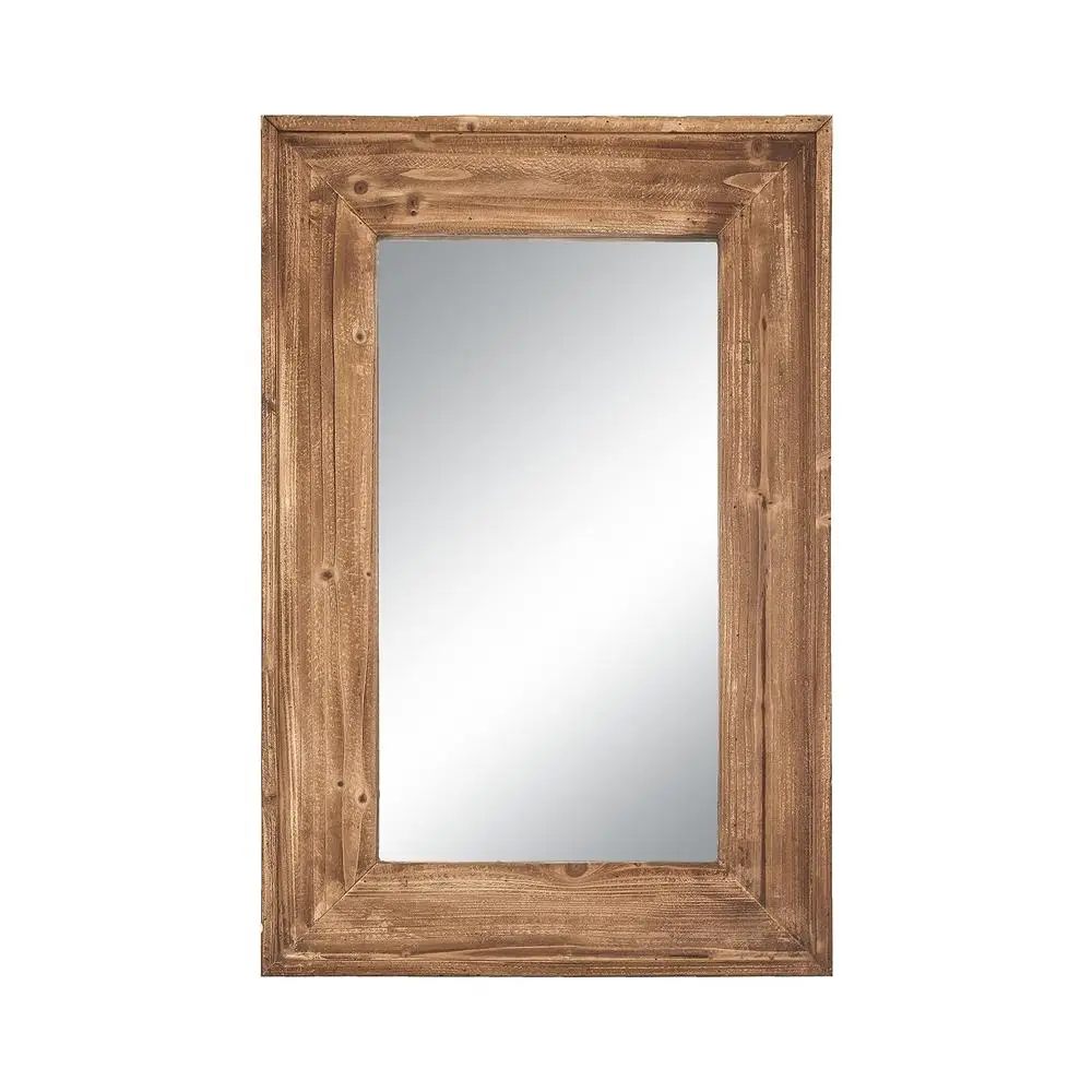 Rectangle Farmhouse Bathroom Mirror Wood Frame Wall Mount Rustic 36 x 24 inch Bedroom Decor Horizontal/Vertical Solid Wood Frame