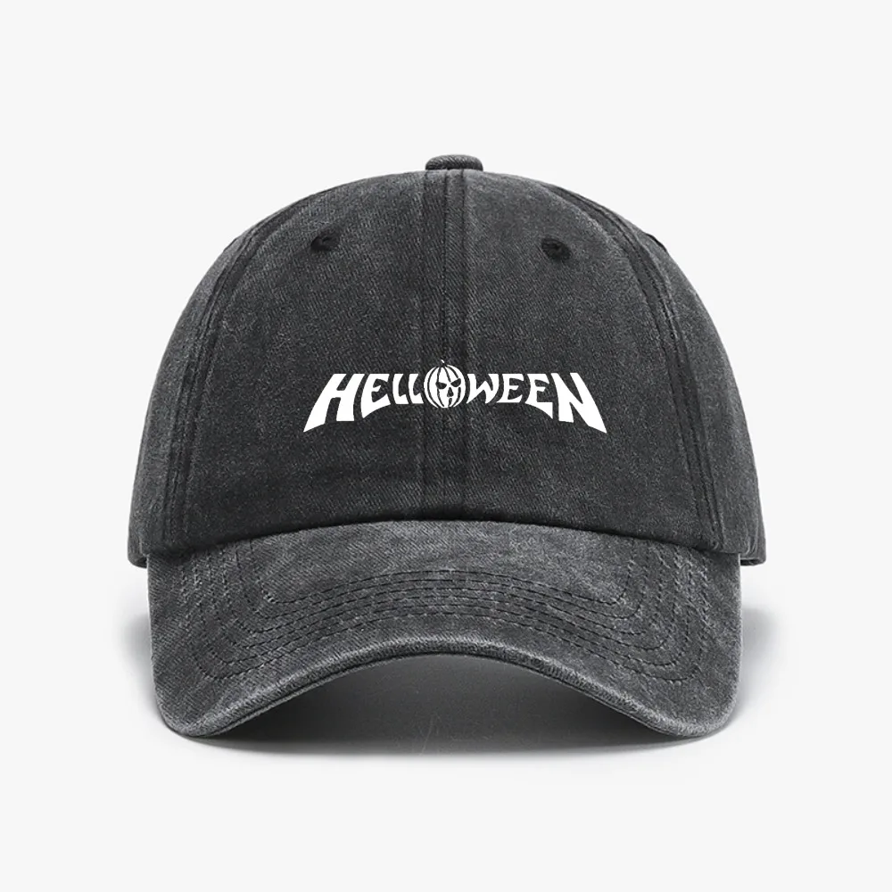 

Halloween HELLOWEEN Pumpkin print baseball cap fashion Vintage Soft top Washed cowboy hat casual adjustable sun hats