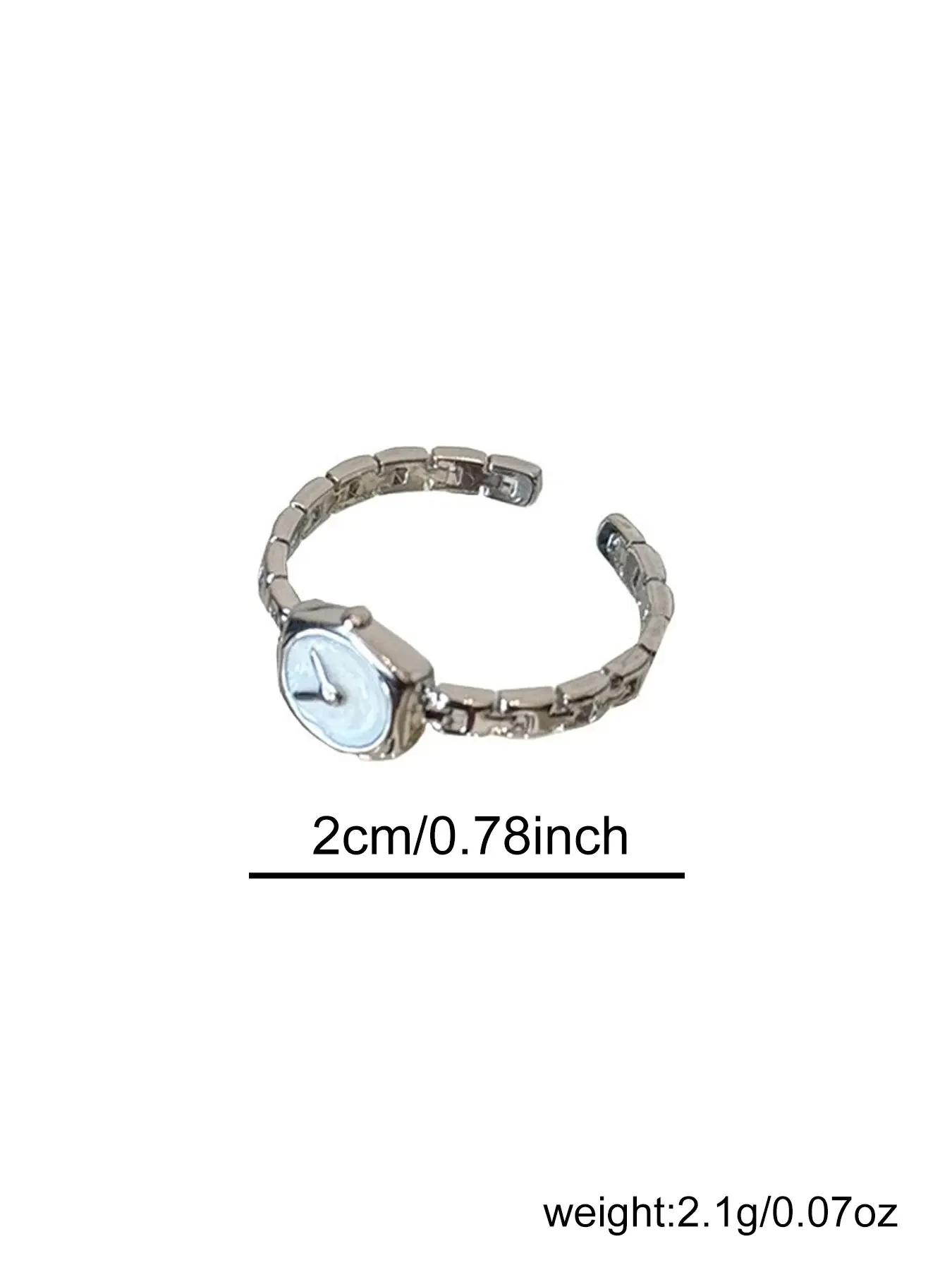 Women's Watch Chain Ring, Enamel Drop Open Ring, Adjustable Open Rings, Everyday Ring, Minimalist Clock Design, High-End Elegant Jewelry, Trendy Fashion Accessory