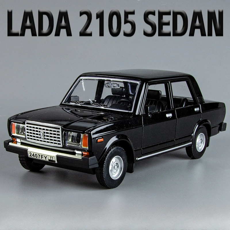 Simulation 1/24 Russia Lada Vintage Car Model Sound Light Collection Miniature Voiture Diecast Toy Vehicle Children Boy Gift