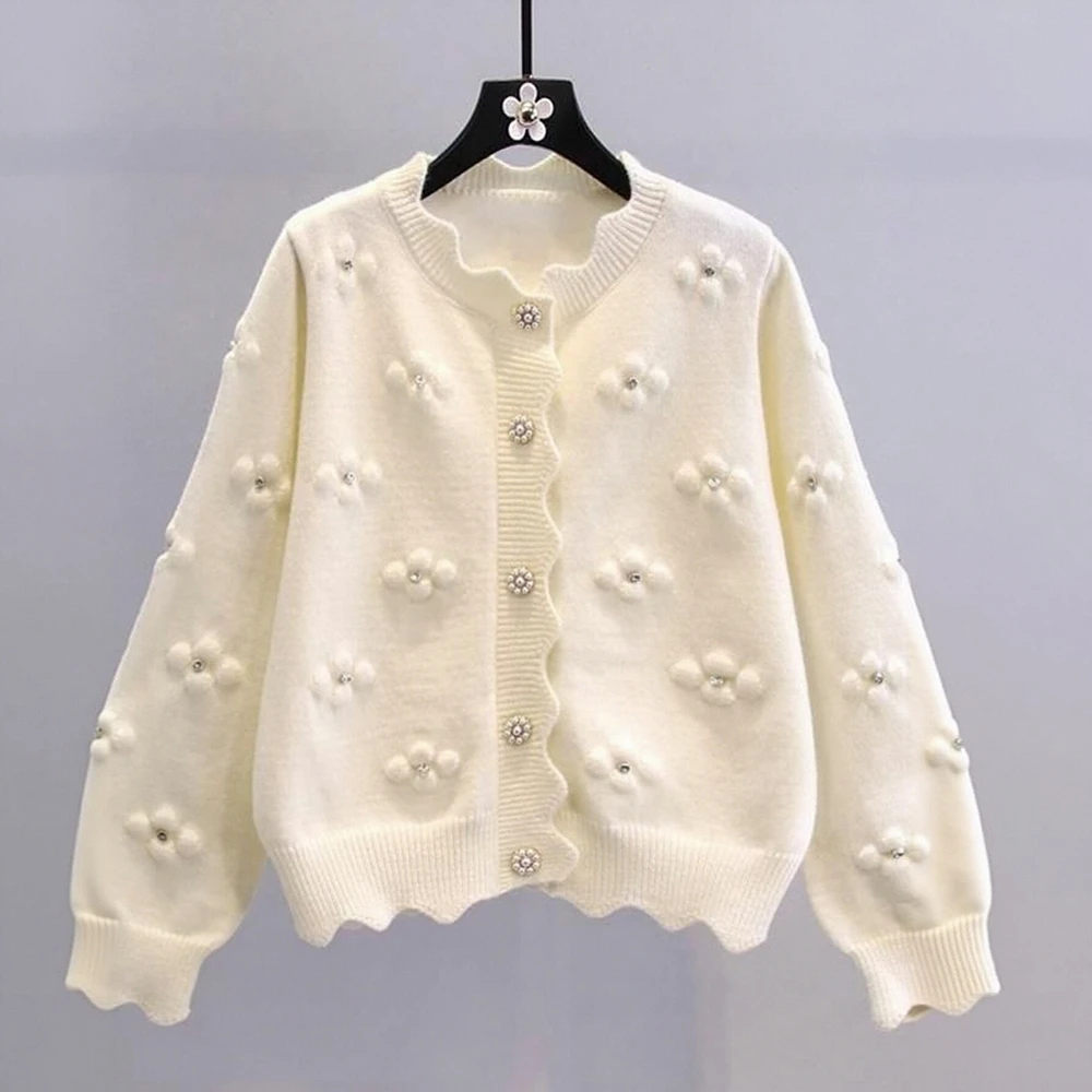 

Осенний женский кардиган для свиданий, милый однобортный зигзагообразный повседневный кардиган с длинным рукавом и v-образным вырезом