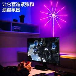 Smart LED Lights with DIY Fireworks Lights with Remote Control Bluetooth Holiday Lights for Home Indoor Bedroom Party Bar Decora