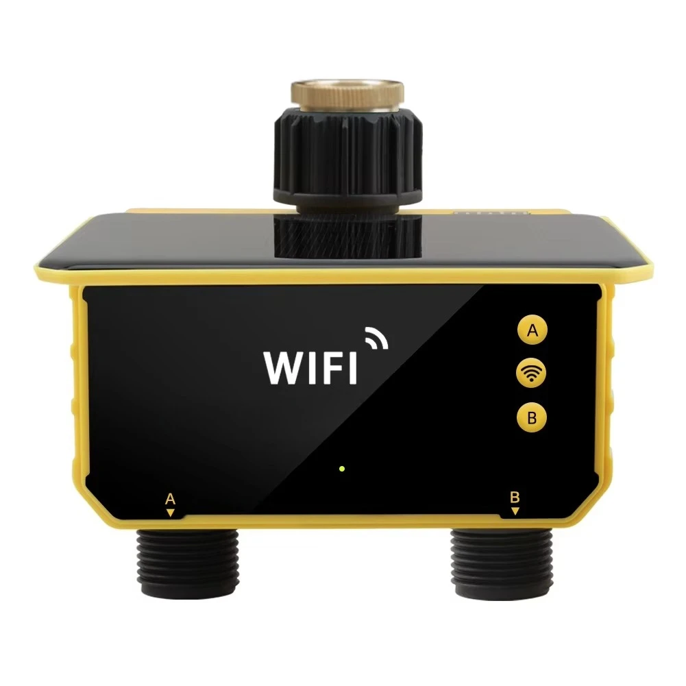 Best Seller WiFi Solar Timer Dual Water Valve Two Outlets Automatic Drip Irrigation Controller Irrigation Lawn Garden Greenhouse