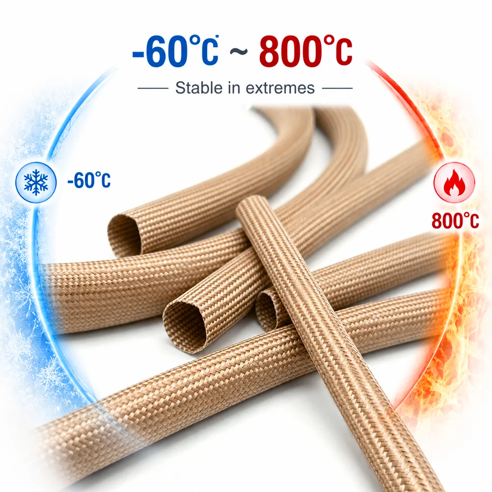 1/2/3/5/10M 800 degree fiberglass sleeve ID 1-30mmFlame retardant pipeline high-temperature protective cover
