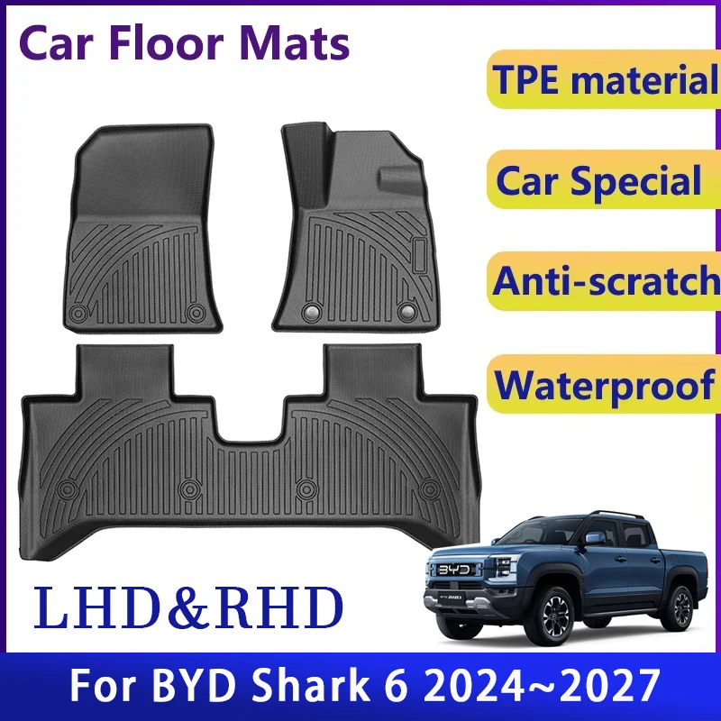 

Car TPE Floor Mats For BYD Shark 6 2024 2025 2026 2027 Waterproof Pad LHD RHD Covers Foot Rugs Auto Interior Accessories