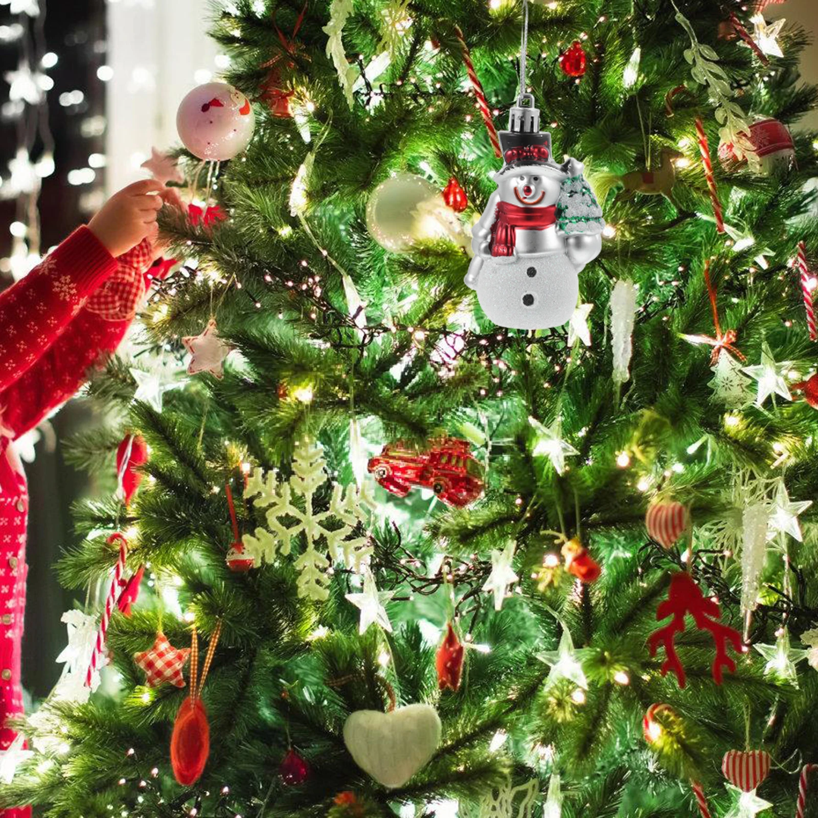 

4 Pcs Christmas Tree Pendant Snowman Crafts Ornaments Decorations Decorative Pendants Plastic Cartoon Materials Mini s