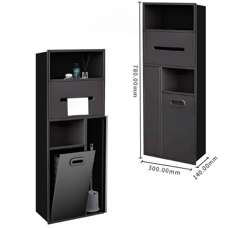 سميكة 304 الفولاذ المقاوم للصدأ المرحاض المتخصصة، خزانة تخزين الحمام مع سلة المهملات، منظم الحمام المقاوم للماء المثبت على الحائط #6