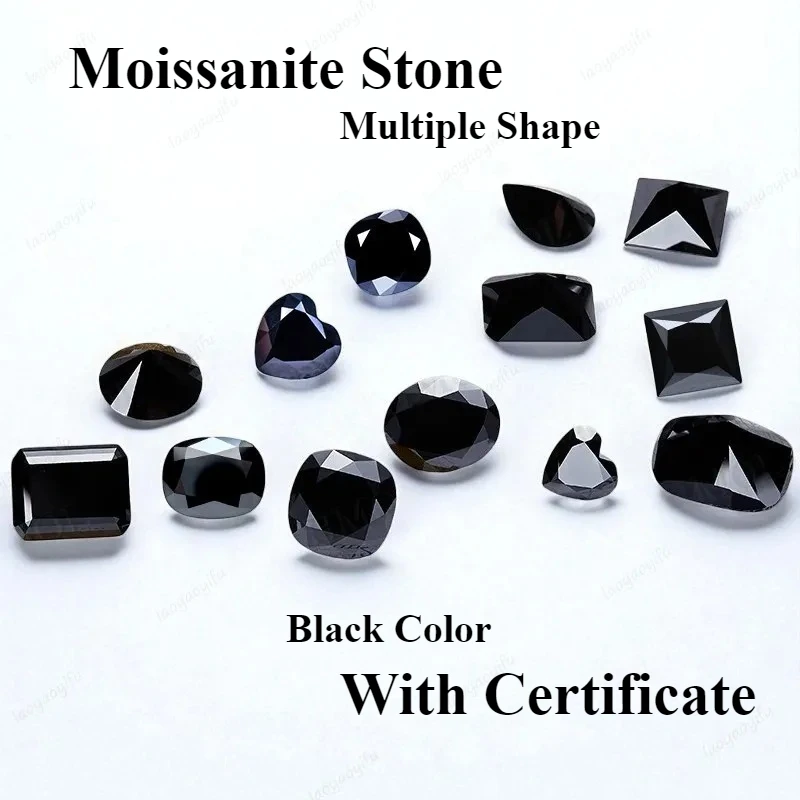 

Муассанит, черный цвет, комбинированная цепочка круглой огранки, драгоценный камень для изготовления ювелирных изделий своими руками, тестер бриллиантов с сертификатом