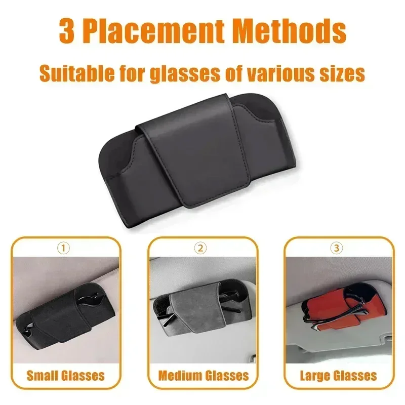 

Cowhide Sun Visor Glasses Holder Premium Leather Wear-Resistant Sunglasses Protective Box Auto Eyeglasses Storage Case