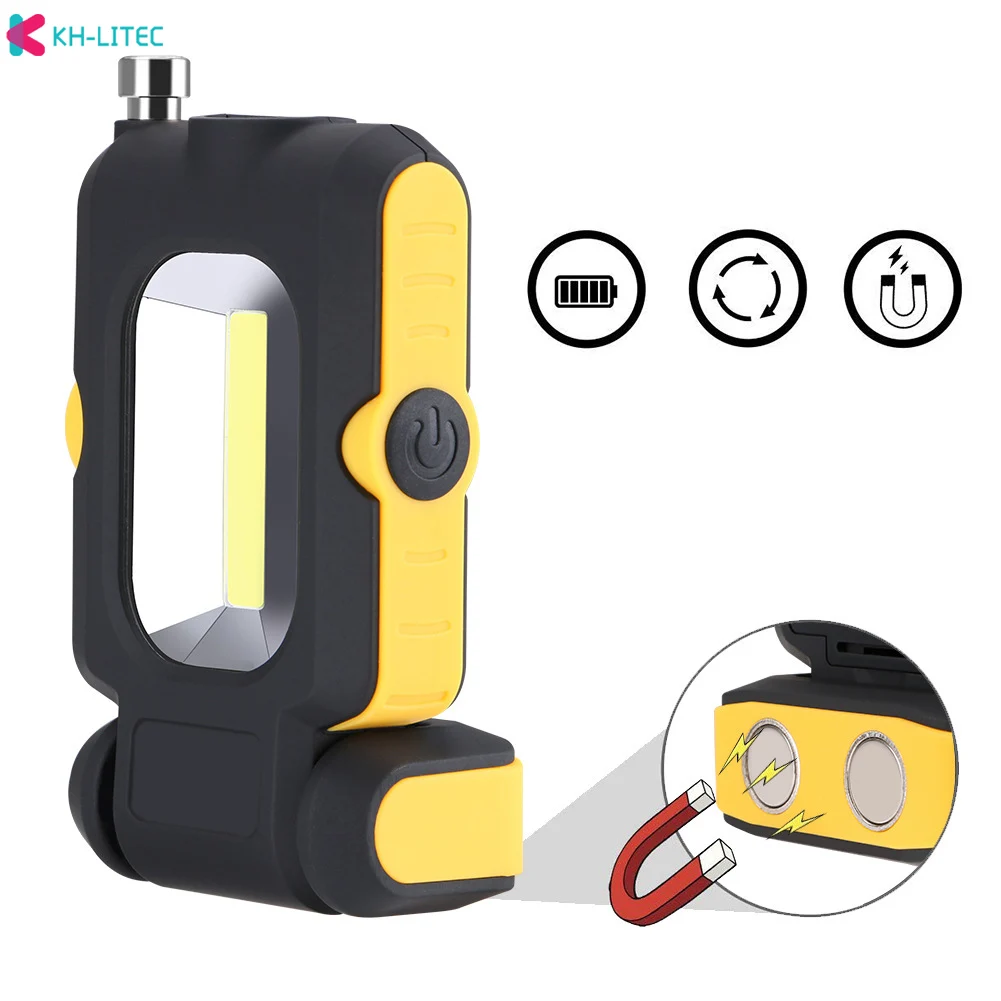 COB LED Flashlight 3 Modes Battery Operated Working Lamp Strong Magnet Mini  Work Light Portable Camping Lantern LED Torch Lamp