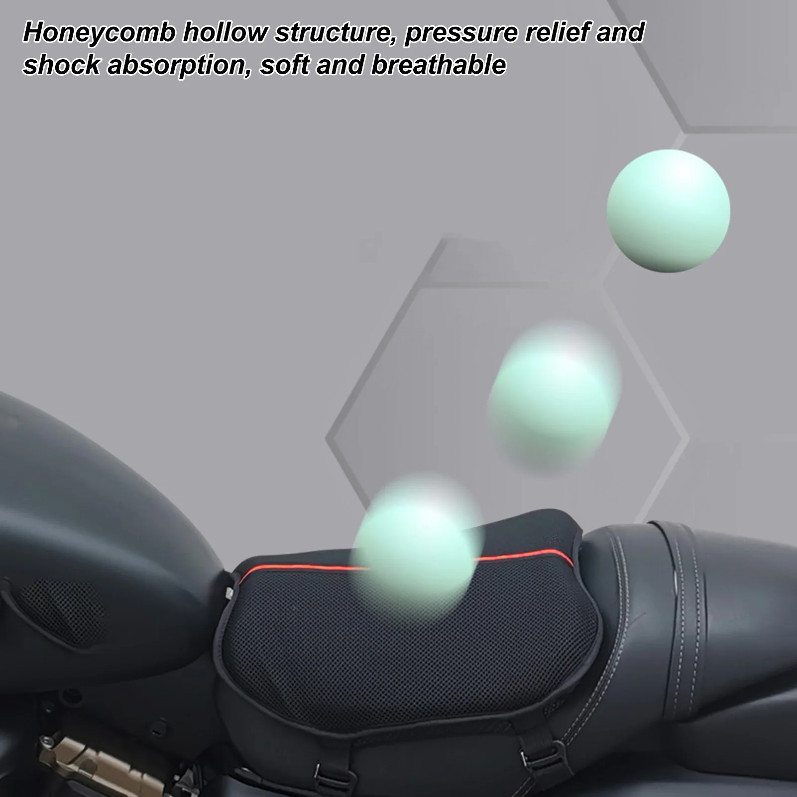 Motorcycle Gel Seat Cushion 3D Honeycomb Breathable Shock-Absorbing seat Cushion High Elasticity Gel for Comfortable Travel Long