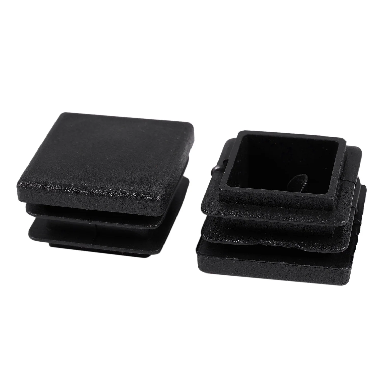 AC88-50 قطعة من البلاستيك الأسود المربع طمس نهاية قبعات أنبوب إدراج ، 20 قطعة 25 مم × 25 مم و 30 قطعة 25 × 50 مم