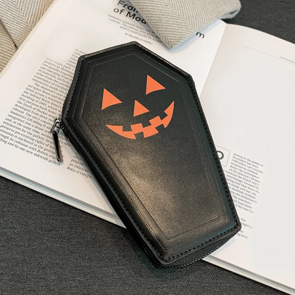 Halloween Personalized Dark Coffin Shaped Wallet Gothic Pumpkin Cell Phone Purses Multipurpose Women Novelty Clutch Skull Bolsas