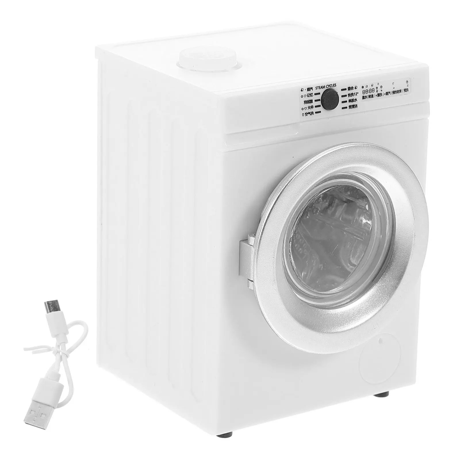 1 12 Scale Miniature Washing Machine Rotatable Door Rechargeable Portable Mini Washer Household Layout Decoration