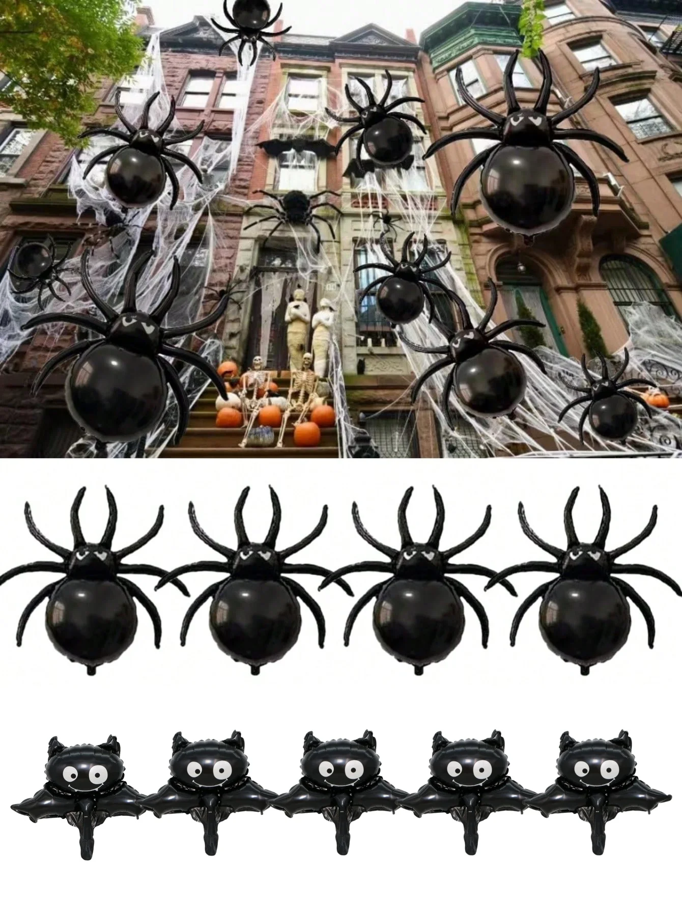 1-12PCS Halloween Black Spider and Bat Balloon Birthday Halloween Party Home Decoration Accessories