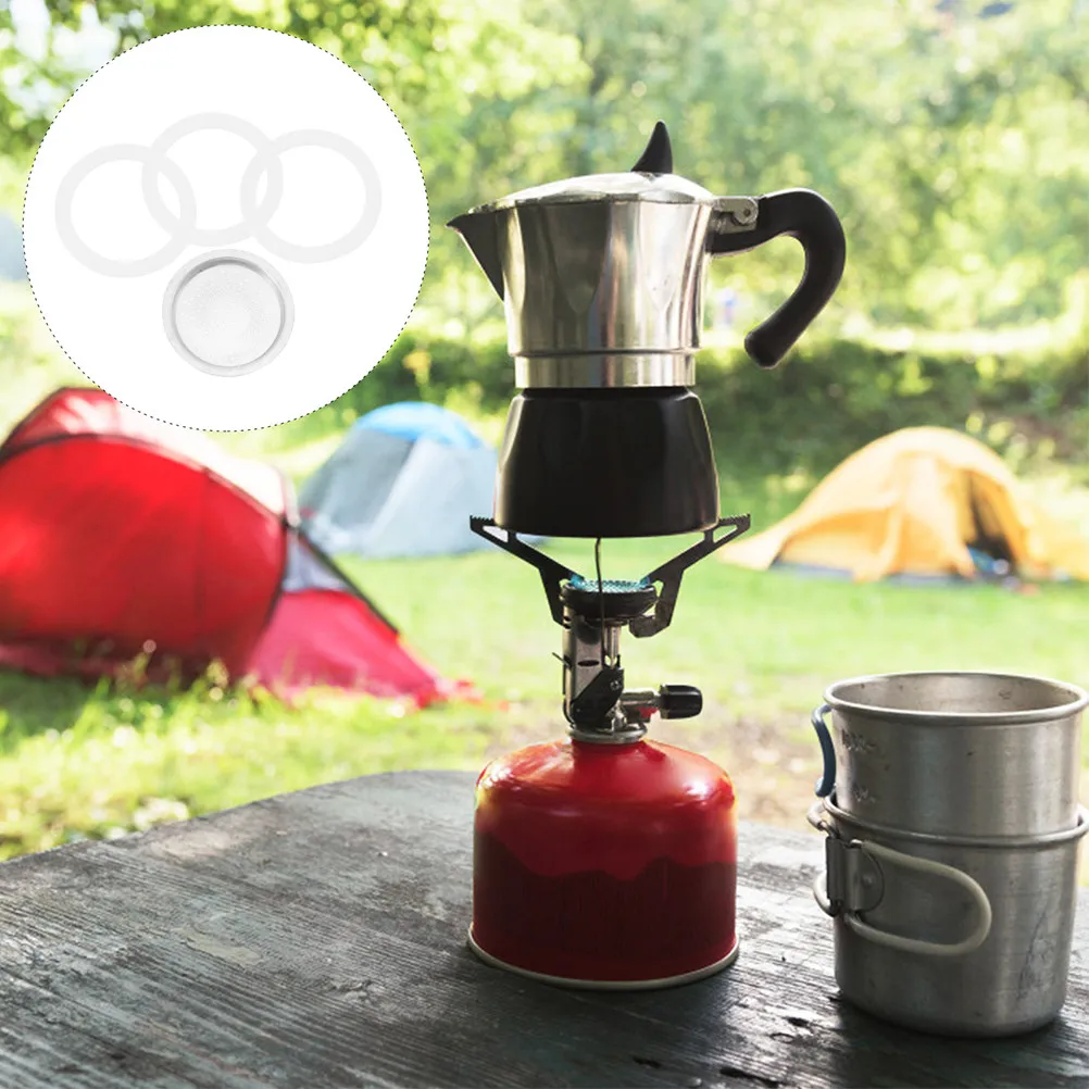 1Set Coffee Pot Silicone Sealing Rings Aluminium Alloy Filter Espresso Maker Replacement Parts Coffee Maker Accessories Kitchen
