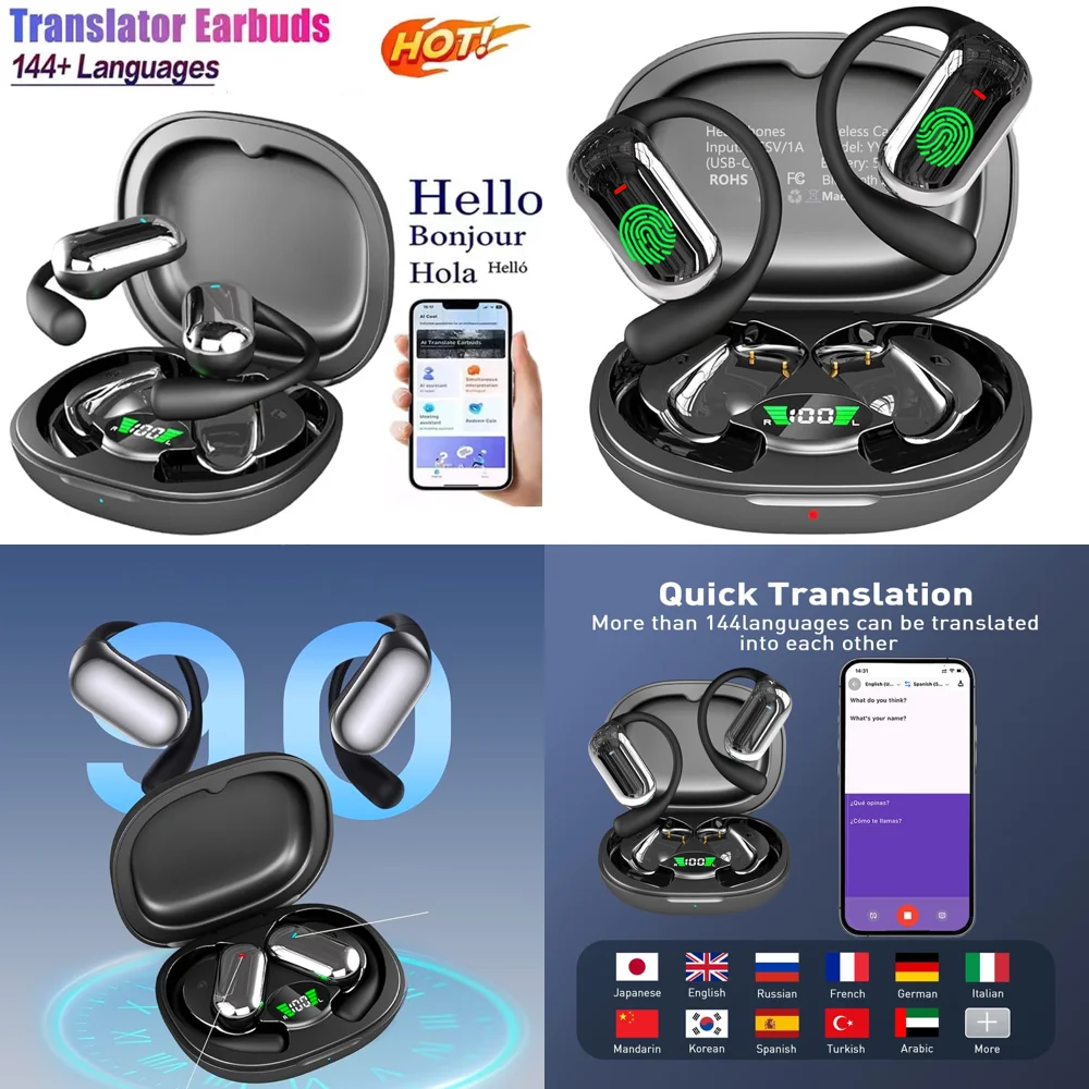 

OWS Wireless Earphone with AI Language Translator for Travel Real Time Earbuds with 144 Online Languages Trending Products