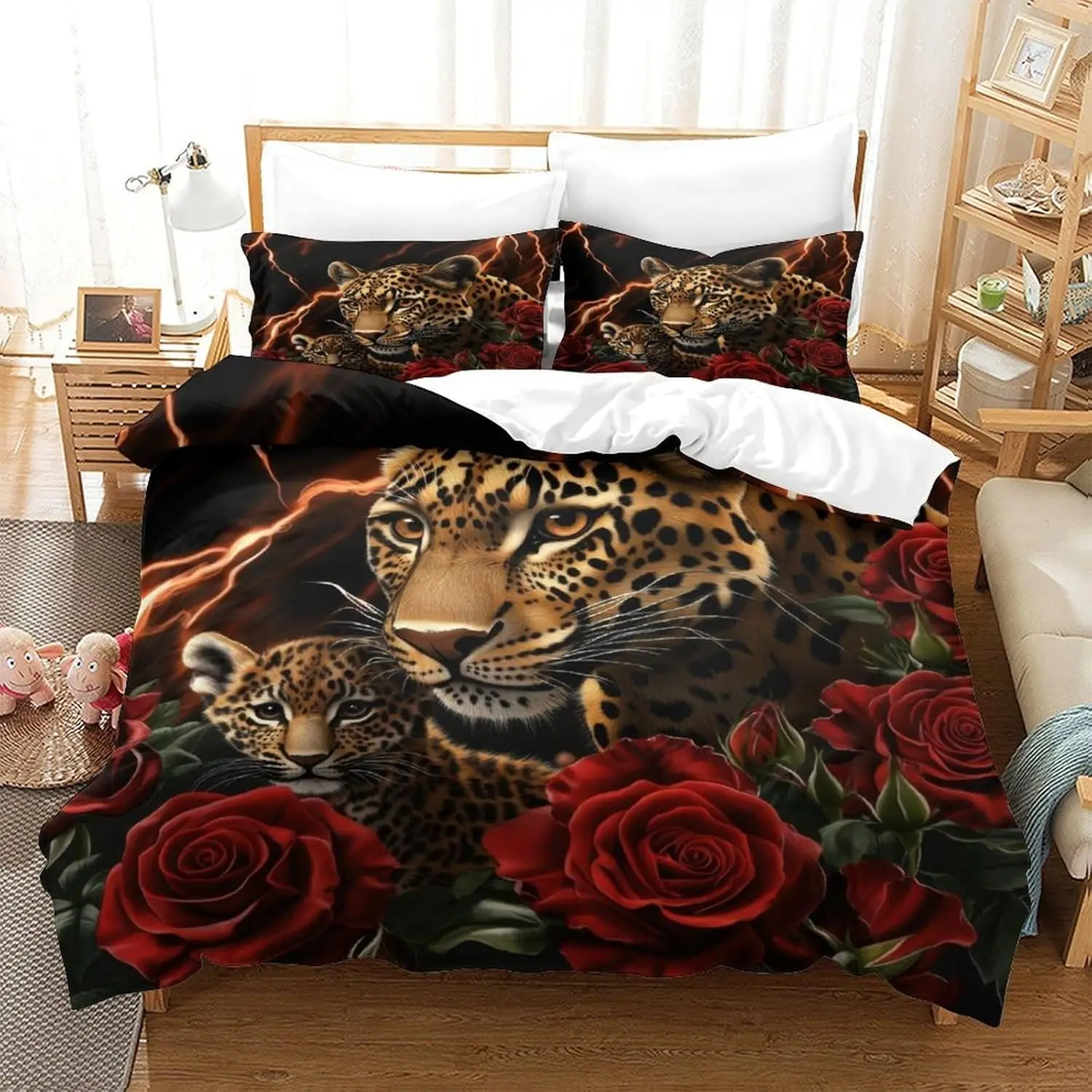 3D Print Wild Animal Duvet Cover Set Single Size 135x200cm Cartoon Bedding Set With 1 Pillowcase For Kids Boys Girls
