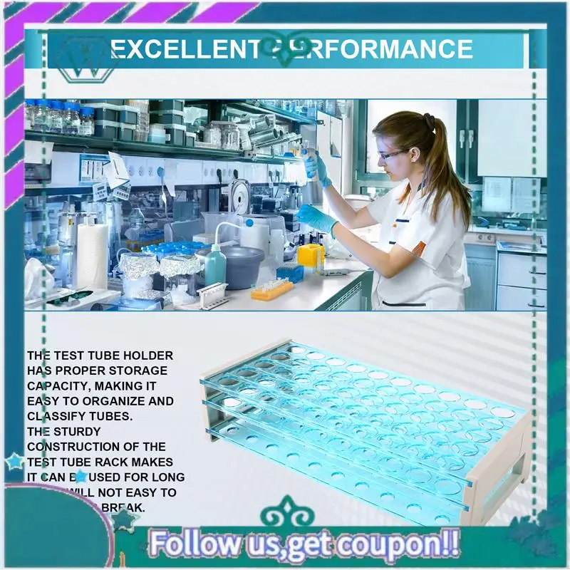 3PCS 18Mm 50-Well Ablage Labor Rohr Racks Reagenzglas Racks Zentrifuge Rohr Racks